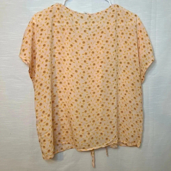 Melrose and Market Orange Floral T-Shirt Blouse Large - Picture 4 of 5
